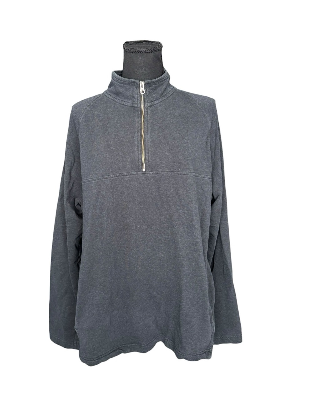 Pact Organic Cotton Quarter Zip Pullover Women’s Large Charcoal Gray Athleisure